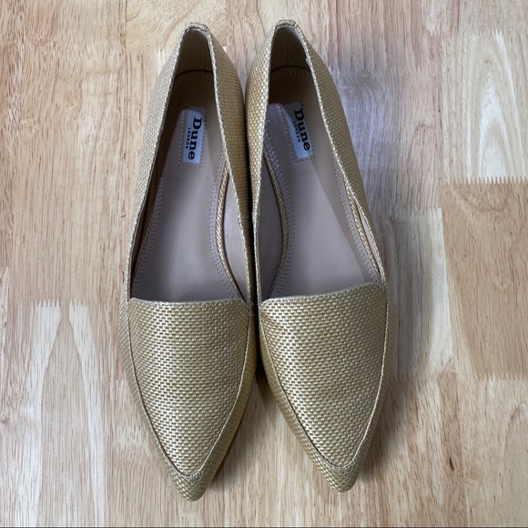 DUNE 'Hulaa' Pointed Toe Flat Slip On Shoes in Woven Natural Colour Size 40 - Picture 3 of 11